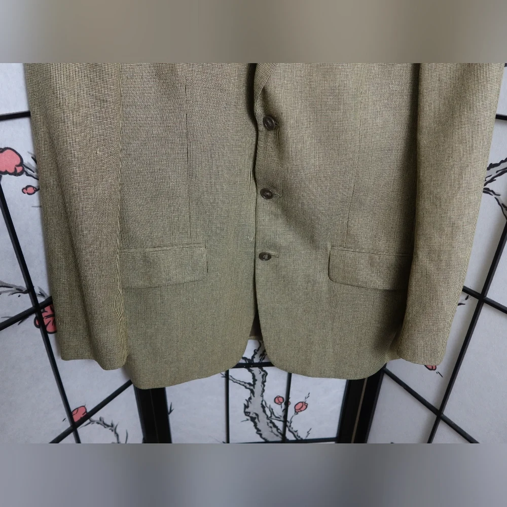 Vintage Club Room Olive Wool Silk Blend Blazer Sports Coat 44R